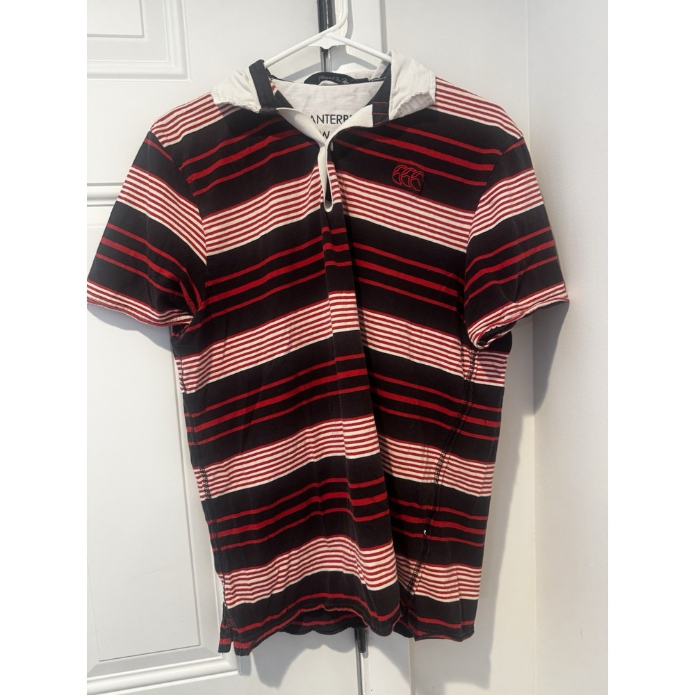 Vintage Canterbury Of New Zealand Red Striped Rugby Shirt M Men's Polo Shirt CCC